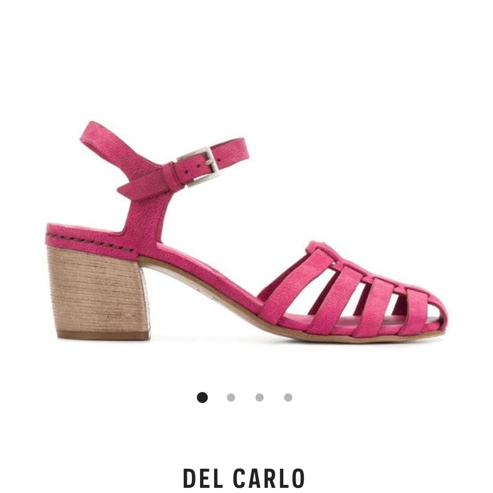 ISO!! Roberto Del Carlo 65mm Cage-Strap Leather Sandal Block Heels